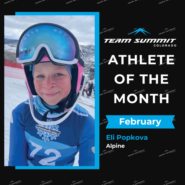 Eliska Popkova, more commonly known as Eli, is a second year u14 in our Alpine Age Class team. Eli is a seventh grade student at Summit Middle School.